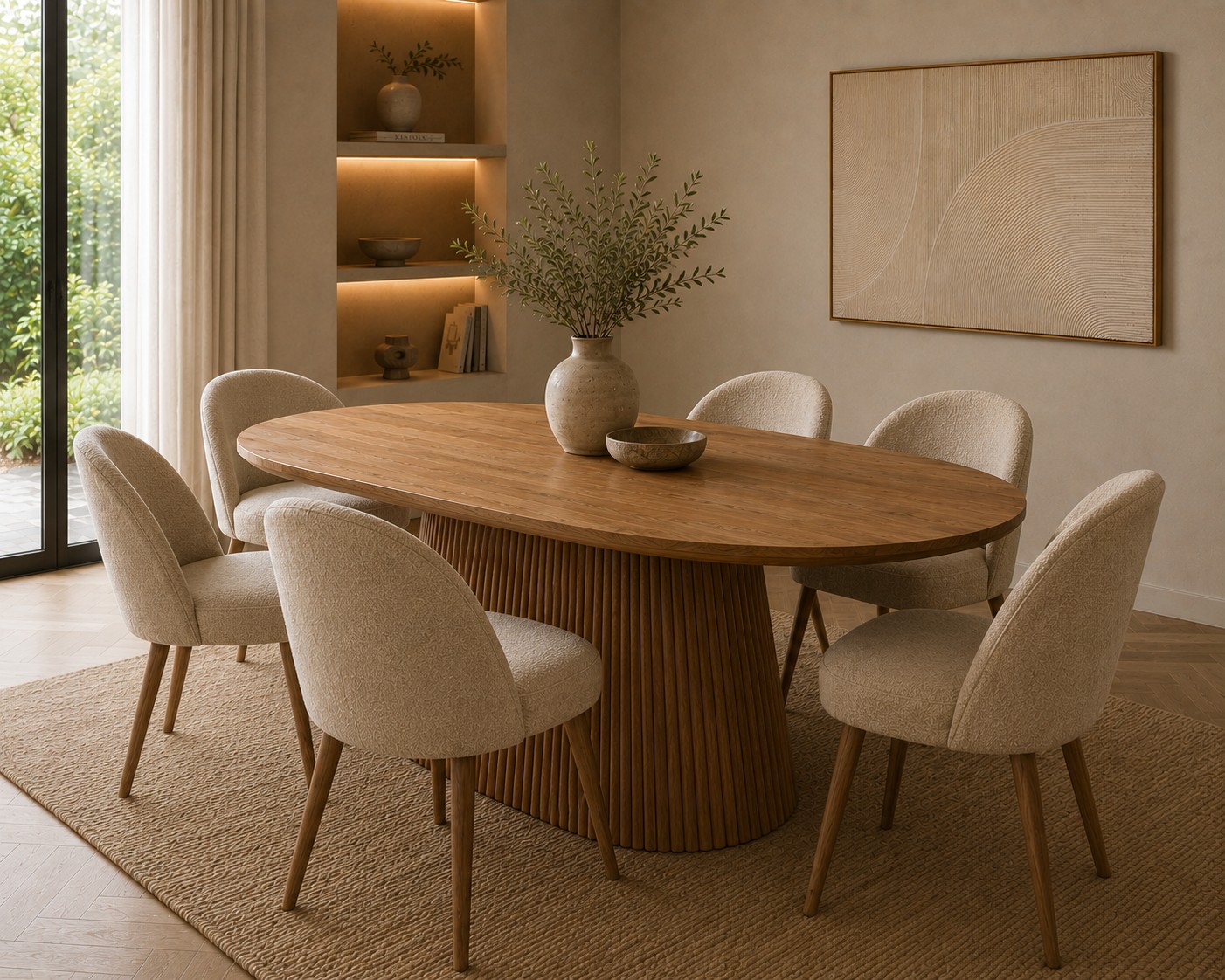 Kioto Ovale Eettafel – Japandi Naturel Eiken