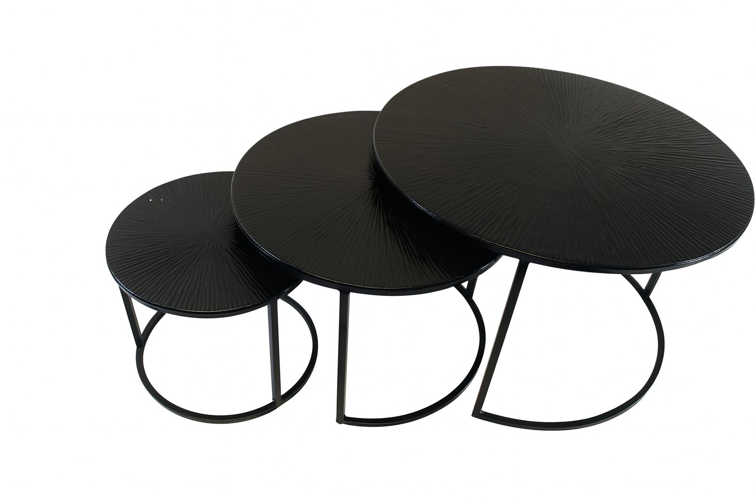 Luxe Rond Bijzettafel Set “zwart” – 3-delig